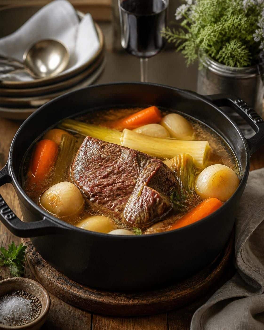 découvrez la recette traditionnelle du pot-au-feu, un plat français réconfortant idéal pour les repas en famille, riche en saveurs et facile à préparer.