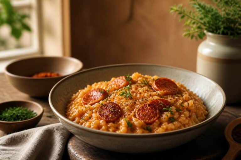 découvrez comment préparer un risotto au chorizo parfait avec le cookeo en dosant idéalement le bouillon pour obtenir une texture crémeuse et savoureuse.
